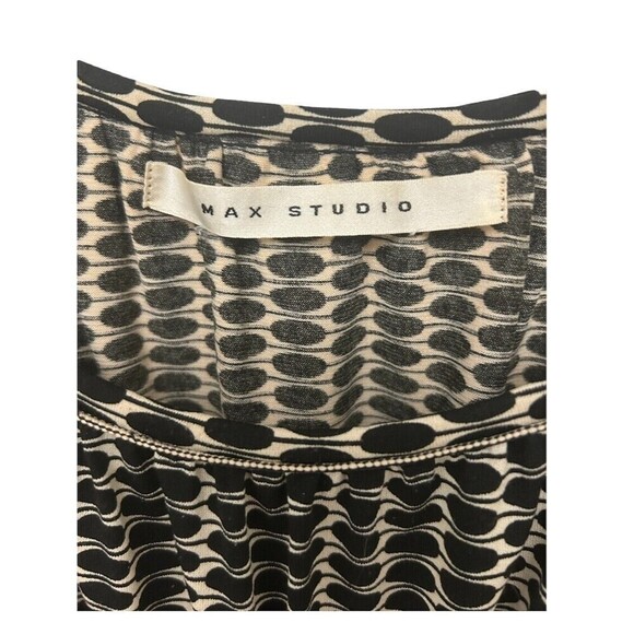 Max Studio S Black Cream Boho Geometric Tunic Top Empire Waist Stretch Y2K - Picture 4 of 8